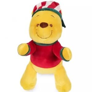 Disney Parks  Holiday Christmas Winnie The Pooh 13” Plush Toy Cuddleez